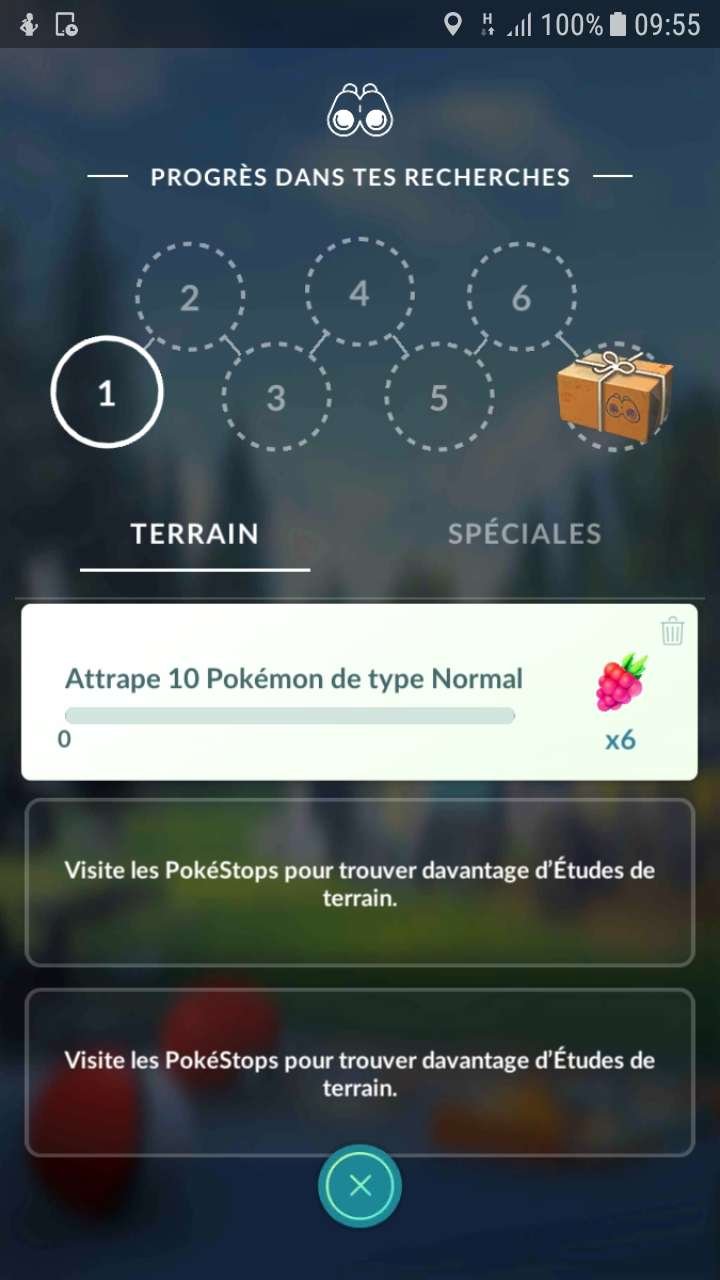 screenshot Pokemon Go quêtes journalières et quêtes spéciales